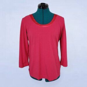 Boss Hugo Boss Pink 3/4 Sleeve Tee with Silk Collar -‎ Size Medium